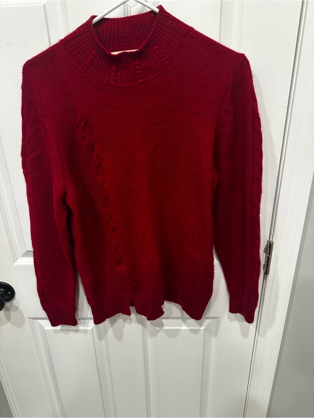 Women's Red Ribbed Turtleneck Knit Sweater